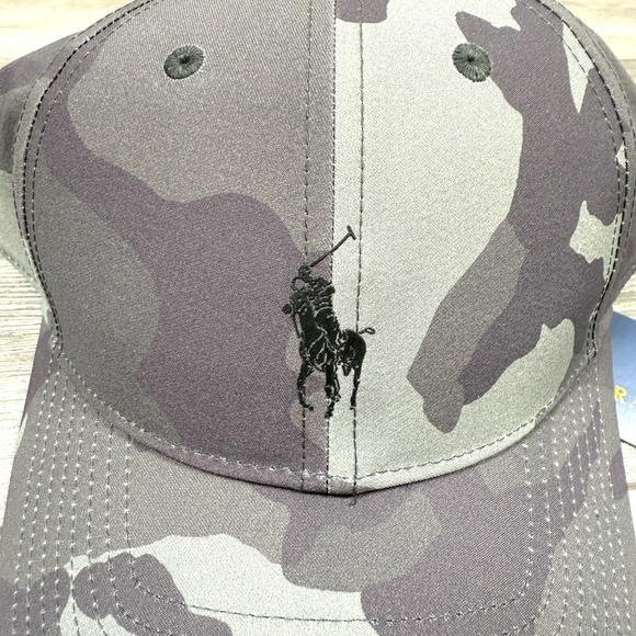 Polo Ralph Lauren Stretch Twill Camo Performance Ball Cap Hat Black Gray NWT B - Picture 2 of 7